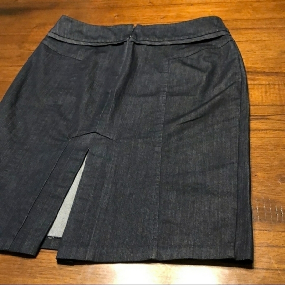 New York & Company Skirt Size 12 Navy Blue Career Office Back Slit Zip Up EUC - Picture 8 of 12